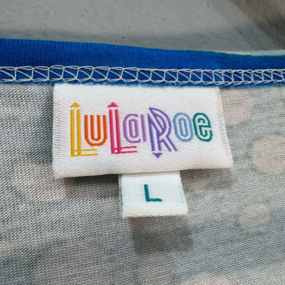Red/Blue Lularoe S/S Midi Dress Size L EUC - Picture 6 of 6